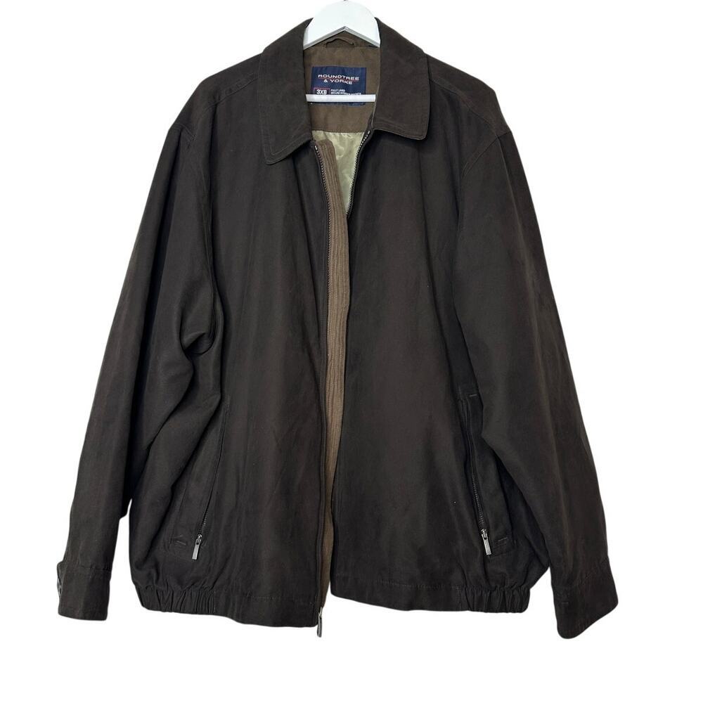 Roundtree & Yorke Men Size 3X Zip Brown Jacket Closet Staple Gold Travel Smart